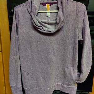 Lucy large cowl neck French terry pullover 2 pockets medium lavender lilac